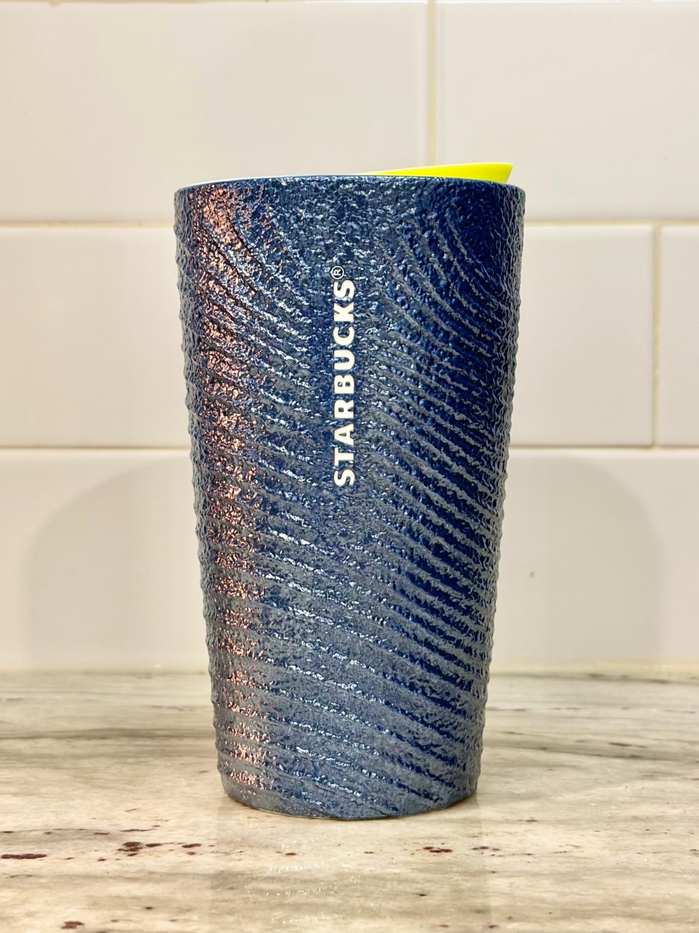 Starbucks Summer 2024 Blue “Wavy Rib” Textured Ceramic Travel Tumbler 12oz NWT